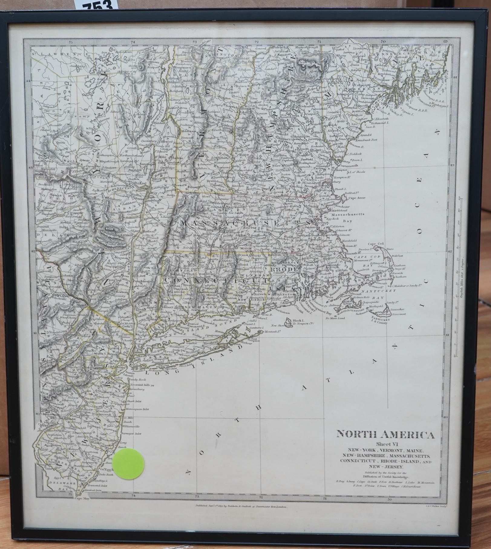 A collection of American interest maps to include: John Sennex, A map of the English Empire in America, hand coloured engraved map and one of North America, published Sept. 1st 1832 by Baldwin & Cradock